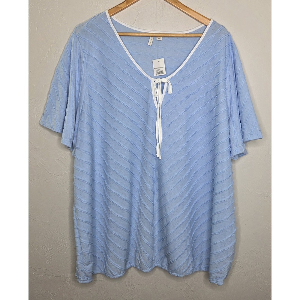 *NEW w/Tags! Cato Womens Blue Short Sleeve Blouse Top SOFT Size 26/28W Sportswer